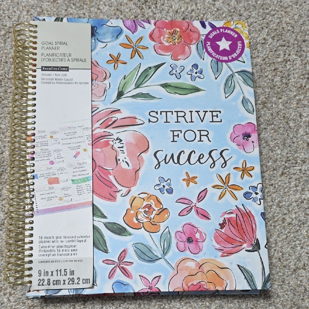 Recollections Floral Goal Spiral Planner - Pink, Blue, Orange